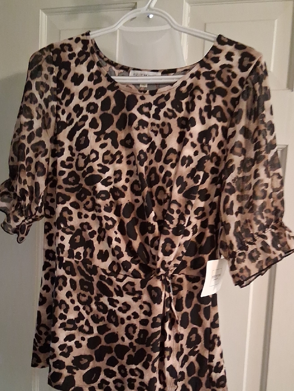 PerSeption Concept Leopard Tie-Waist Top - Black & Tan